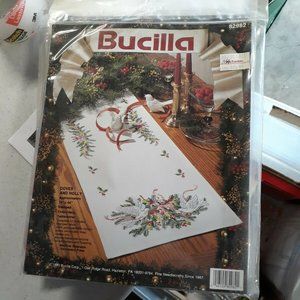 Lot of 2 - Bucilla DOVES AND HOLLY embroidery kits.